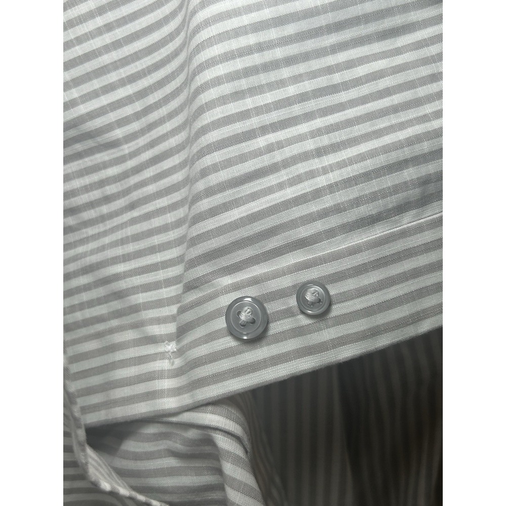 Lorenzo Uomo dress shirt Light Grey & White Stripe Trim Fit Size 15.5 And 34/35 - Picture 7 of 9